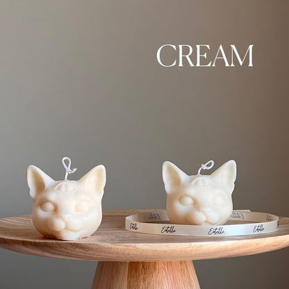 Bougie artisanale en forme de tête de chat (soja) : Décoration tendance pour la maison