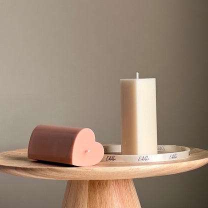 Bougie Pilier Cœur en Soja | Décoration Sculpturale