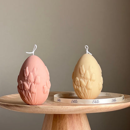 Bougie en Soja Tulipe Œuf de Pâques : Décoration Printanière Faite à la Main