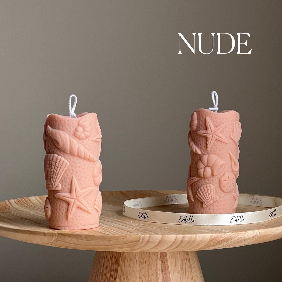 Bougie Artisanale en Cire de Soja | Pilier Conque, Décoration d'Intérieur