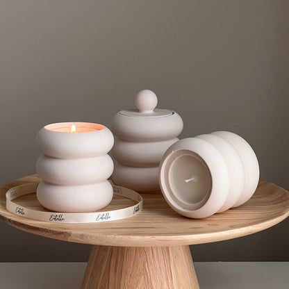 Donut Jar Soy Candle: Wood Wick, Jesmonite Vessel, Handmade