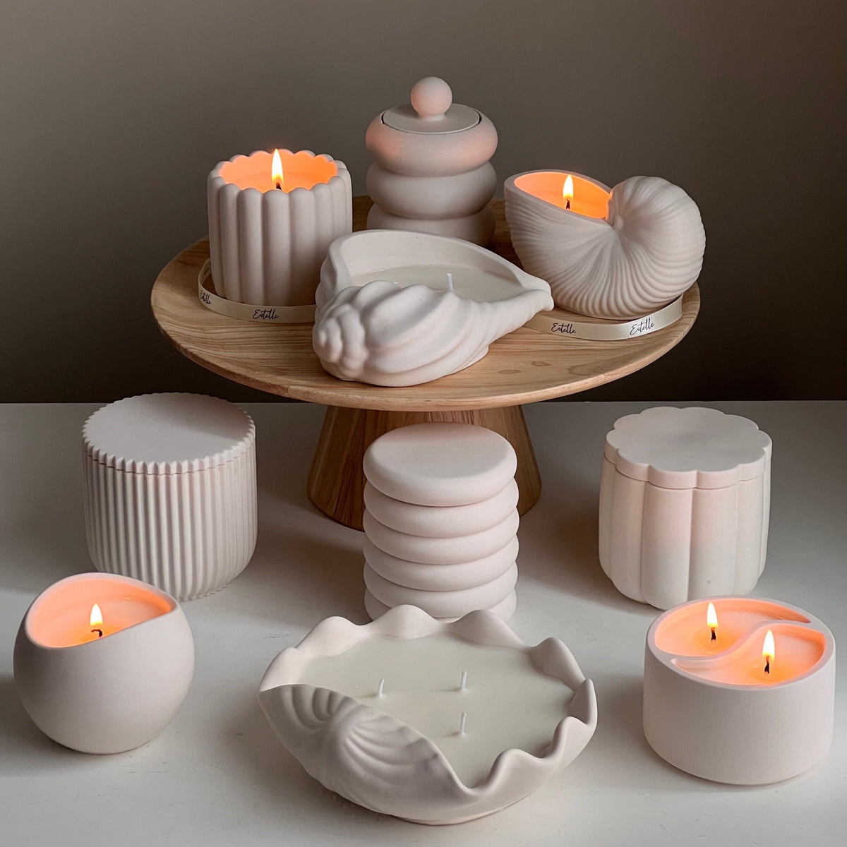 Donut Jar Soy Candle: Wood Wick, Jesmonite Vessel, Handmade