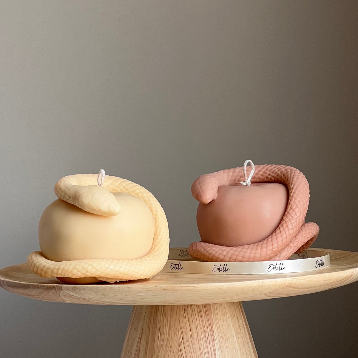 Bougie de soja serpent-pomme : Décoration d'intérieur végétalienne faite à la main