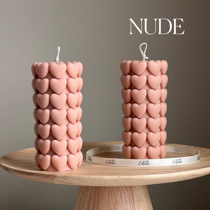 Bougie de soja Pilier Cœur | Décoration sculpturale pour la maison