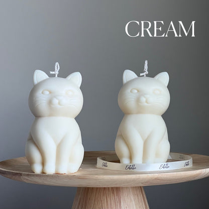 Bougie chat en cire de soja faite à la main : cadeau décoratif sculptural pour la maison