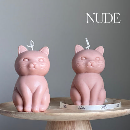 Bougie chat en cire de soja faite à la main : cadeau décoratif sculptural pour la maison