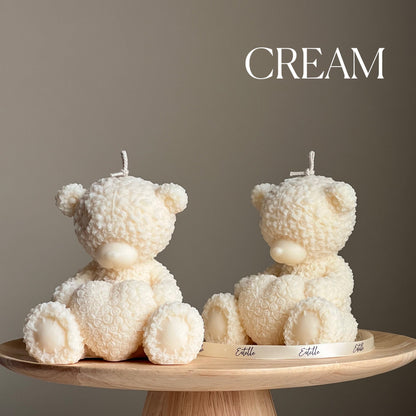 Bougie Ours en Peluche Faite Main en Cire de Soja : Cadeau Décoration Chambre d'Enfant