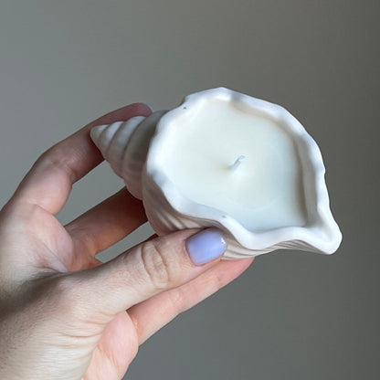 Bougie en cire de soja « Shell Jar » | Récipient fait main en jesmonite