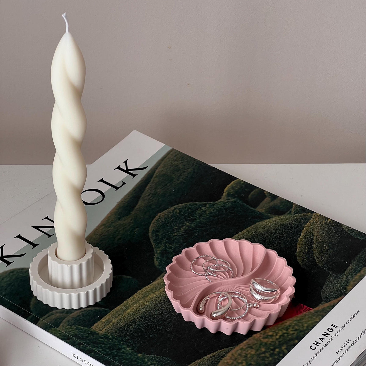 Geometric Jesmonite Trinket Tray: Scandi Jewelry Dish