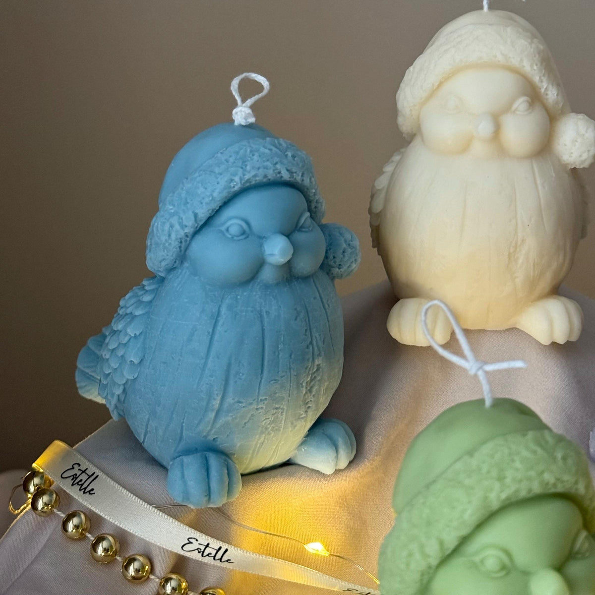 Bougie au soja Oiseau de Noël coulée à la main : Cadeau de décoration de Noël