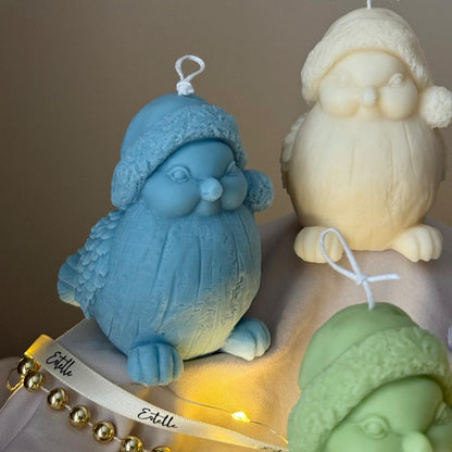 Bougie au soja Oiseau de Noël coulée à la main : Cadeau de décoration de Noël