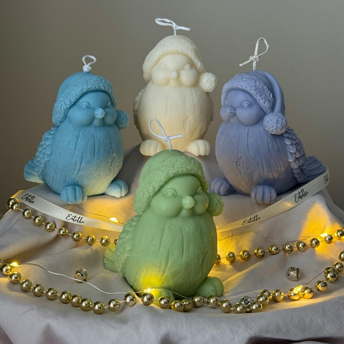 Bougie au soja Oiseau de Noël coulée à la main : Cadeau de décoration de Noël