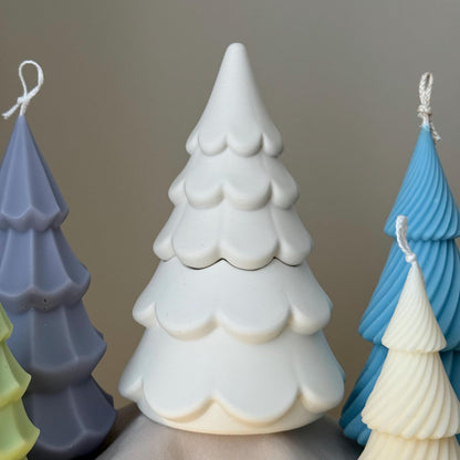 Bougie en cire de soja dans un pot Arbre de Noël : Décoration en Jesmonite faite à la main