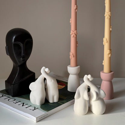 Couple d'éléphants en Jésmonite faits à la main | Décoration animale en pierre