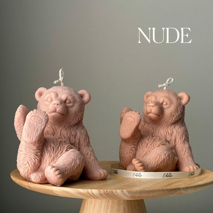 Bougie Ours en Cire de Soja Faite Main : Cadeau Animal Sculptural
