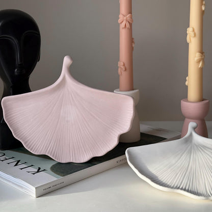 Plateau feuille en Jesmonite : vide-poche scandinave, décoration de bureau