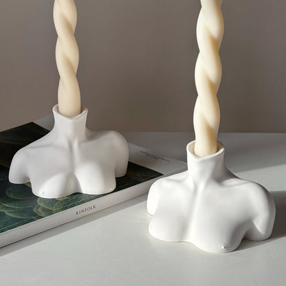 Bougeoir Buste : Décoration d'Intérieur Minimaliste en Jesmonite