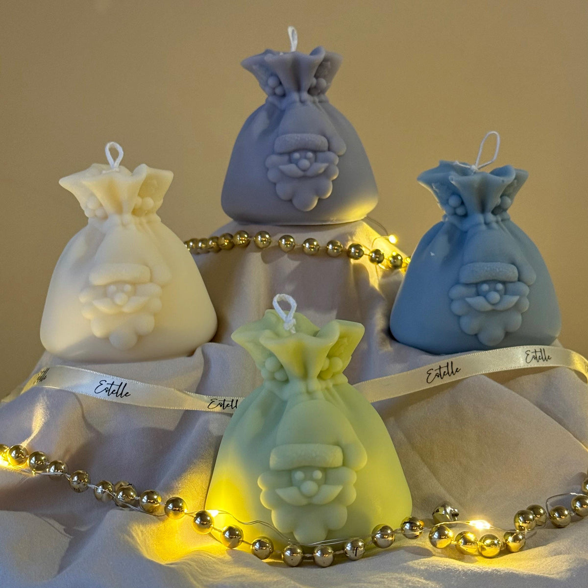 Bougie en Cire de Soja Sac du Père Noël | Décoration de Noël Coulée à la Main