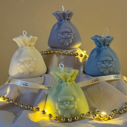 Bougie en Cire de Soja Sac du Père Noël | Décoration de Noël Coulée à la Main