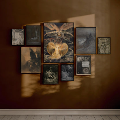 Dark Visions Wall Art: Mythical Spiritual Prints Set