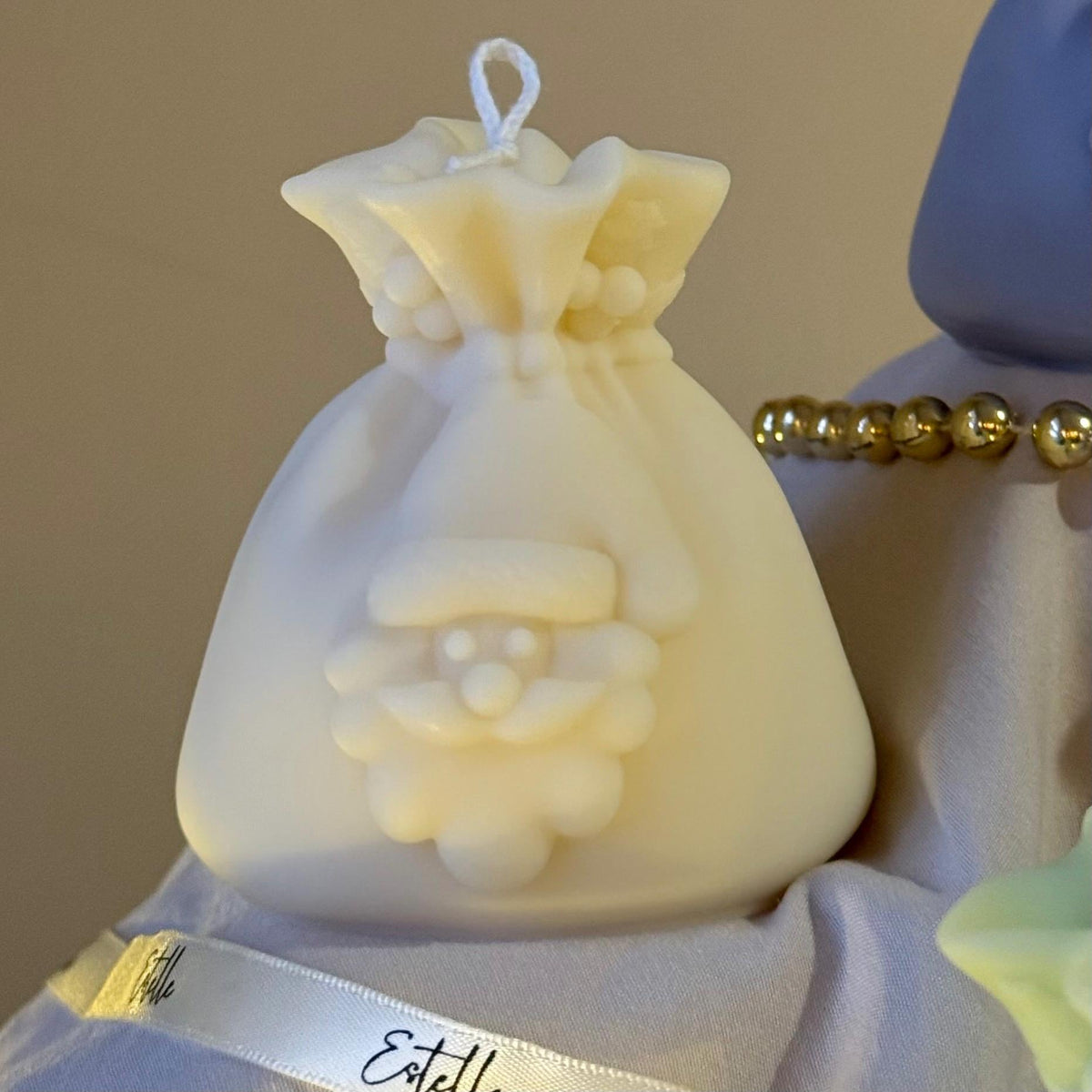 Bougie en Cire de Soja Sac du Père Noël | Décoration de Noël Coulée à la Main