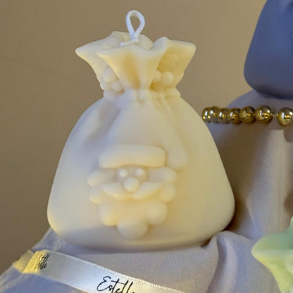 Bougie en Cire de Soja Sac du Père Noël | Décoration de Noël Coulée à la Main