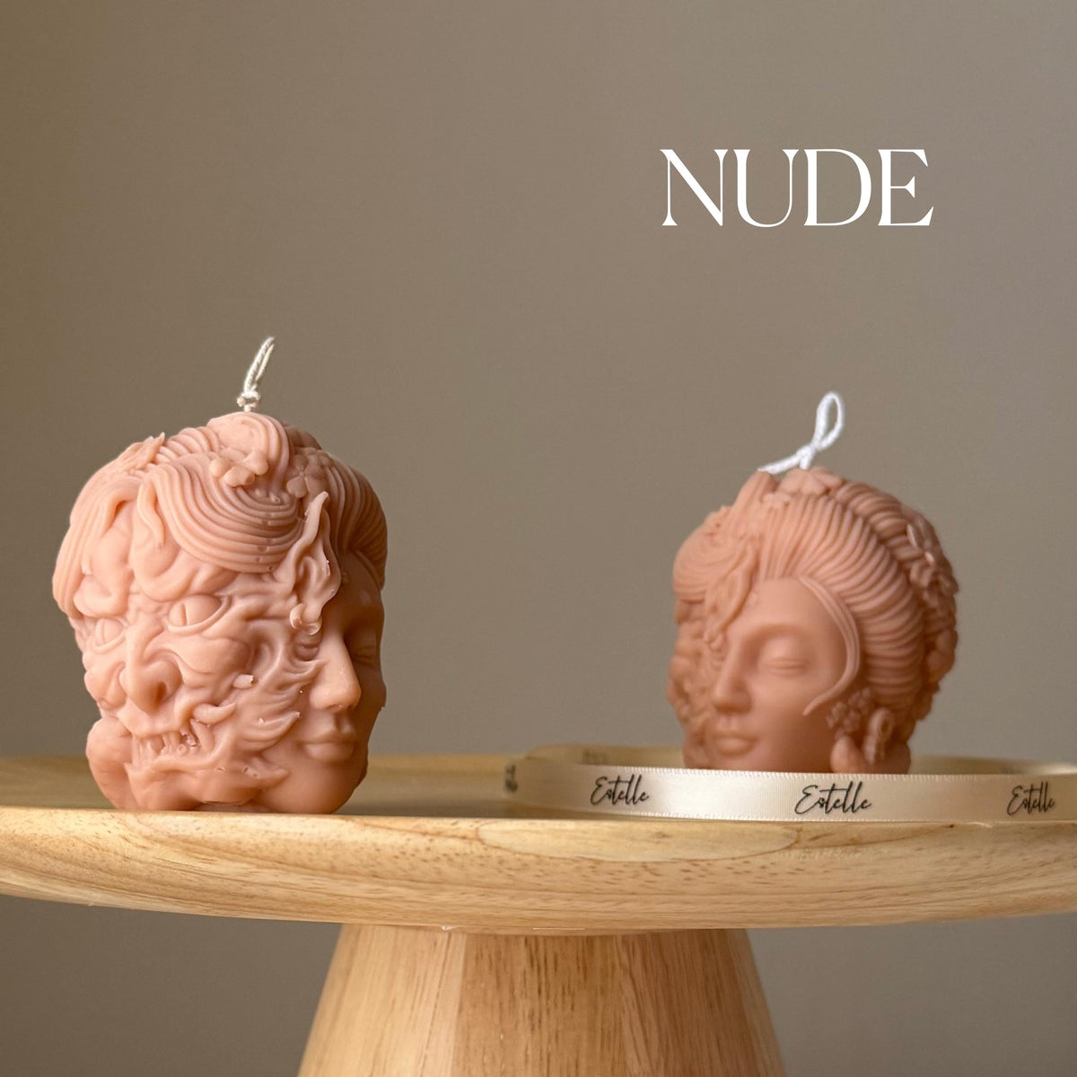 Bougie sculpturale Tête de femme | Décoration faite main en cire de soja