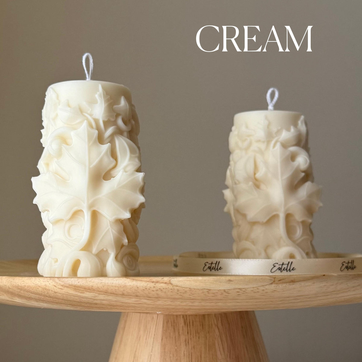 Bougie Pilier en Soja Faite Main Feuille d'Érable : Cadeau Décoration Maison