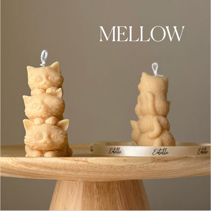 Bougie Sculpturale Petits Chatons : Décoration d'Intérieur Faite Main en Cire de Soja