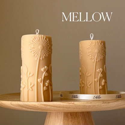 Dandelions Soy Pillar Candle: Handmade Home Decor (12cmx5.5cm)