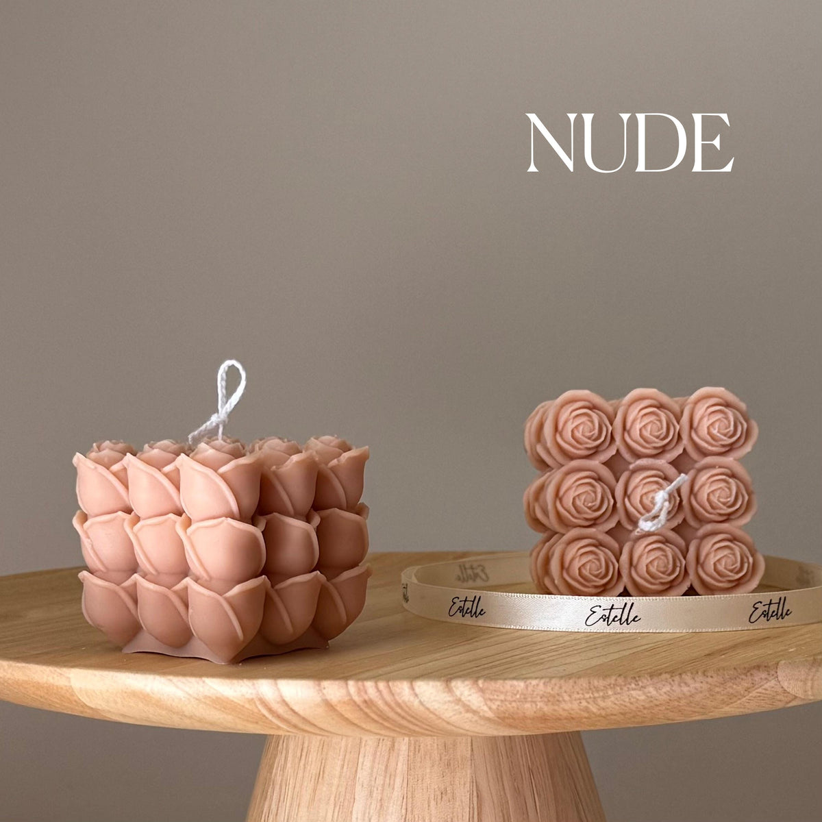 Bougie Cube Rose Faite à la Main | Décoration en Soja