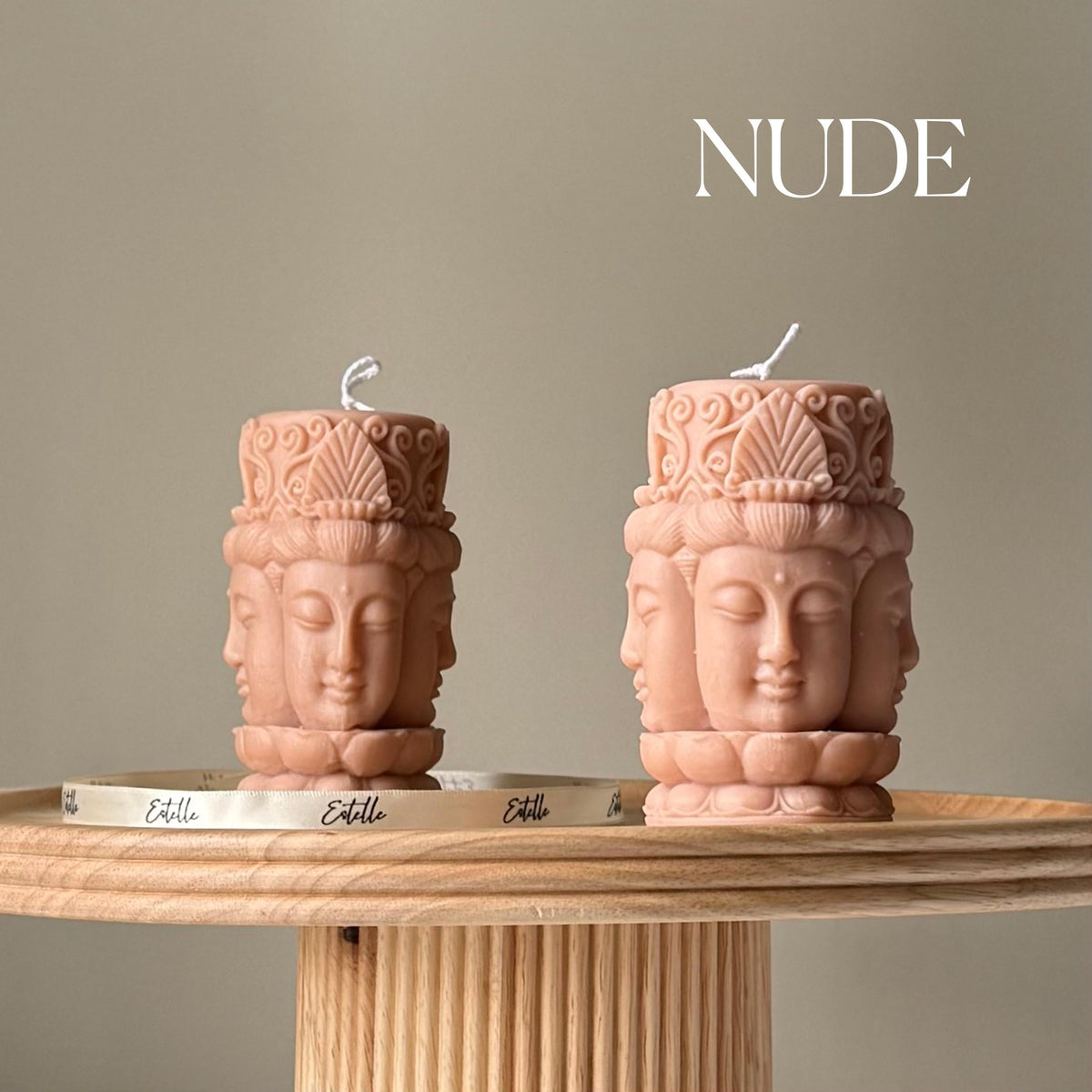 Bougie pilier en cire de soja Visage de Bouddha : Décoration d'intérieur faite main