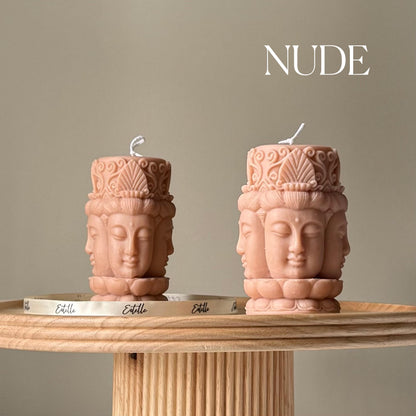 Bougie pilier en cire de soja Visage de Bouddha : Décoration d'intérieur faite main