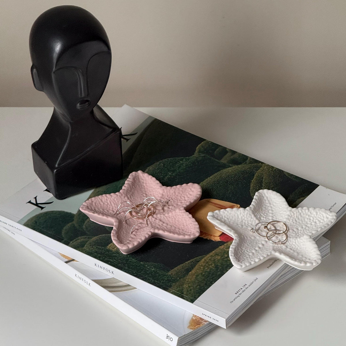 Coupe à bijoux Jesmonite Étoile de mer : Plateau décoratif style scandinave
