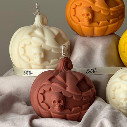 Grande bougie en cire de soja parfum citrouille : Décoration d'automne, cadeau d'automne