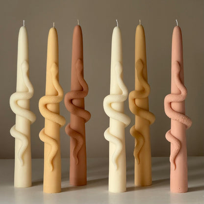 Bougie pilier cylindrique en cire de soja serpent effilée : Bougie décorative en forme de colonne