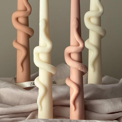 Bougie pilier cylindrique en cire de soja serpent effilée : Bougie décorative en forme de colonne