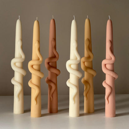 Bougie pilier cylindrique en cire de soja serpent effilée : Bougie décorative en forme de colonne