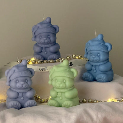 Petite bougie Ours de Noël, touche chaleureuse pour les fêtes d'hiver