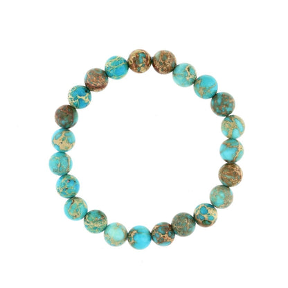 Blue Impression Jasper Round Bracelet - 8mm (Enhanced)