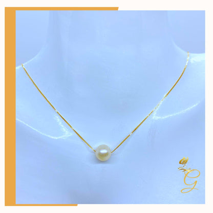 Parure Collier (45 cm) et Boucles d'Oreilles Perles Blanches en Or Véritable 18 carats