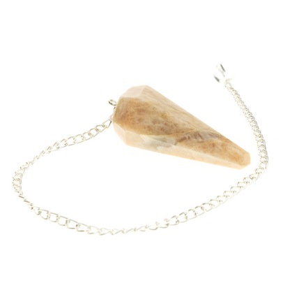 Cream Moonstone Pendulum 6 Facet & Bead - 3 Pack