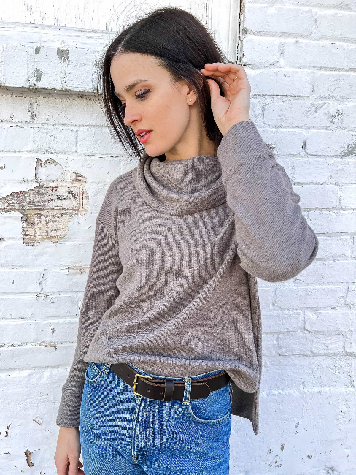 Kyomi- Cognac 100% Premium Leather Belt- Made in Canada