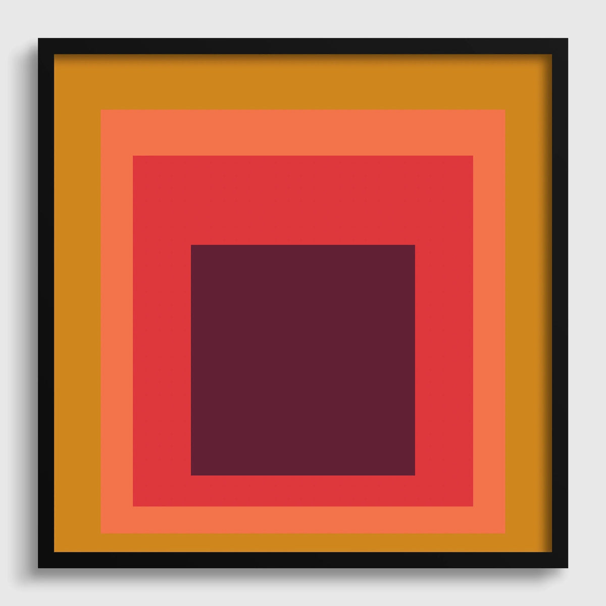 Inspiré par l'estampe numérique « Split Peach » de Josef Albers : Art moderne du milieu du siècle « Hommage au carré »