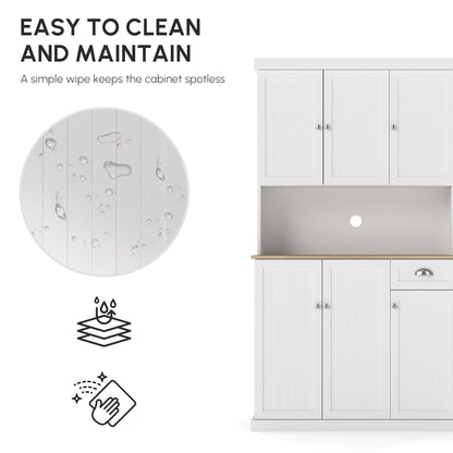 Denver 71" Kitchen Storage Cabinet with Hutch-White/Oak