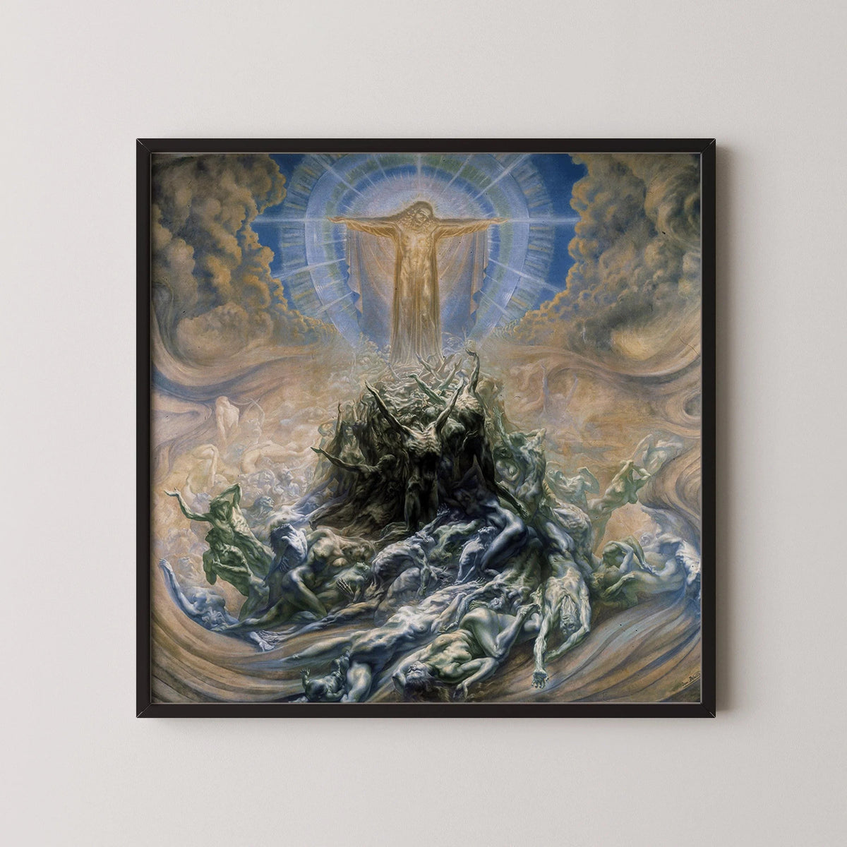 Jean Delville "Mon de Dieu" Impression d'art Giclée : Symbolisme ésotérique, Monochrome beige