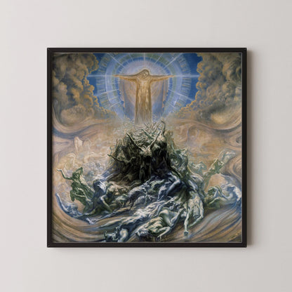 Jean Delville "Mon de Dieu" Impression d'art Giclée : Symbolisme ésotérique, Monochrome beige