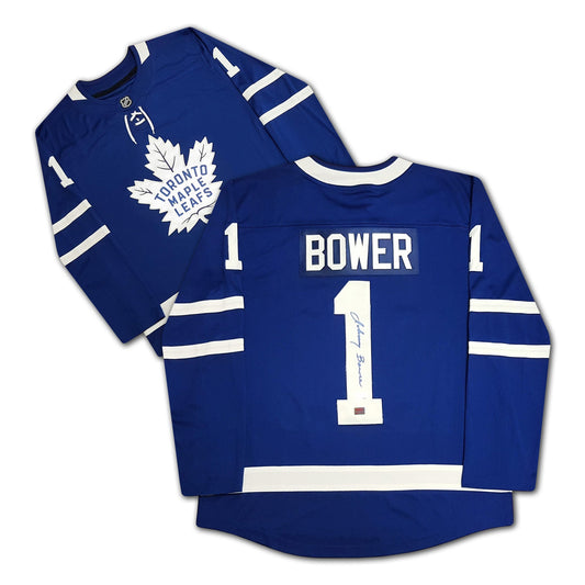 Johnny Bower Autographed Toronto Maple Leafs Blue Jersey