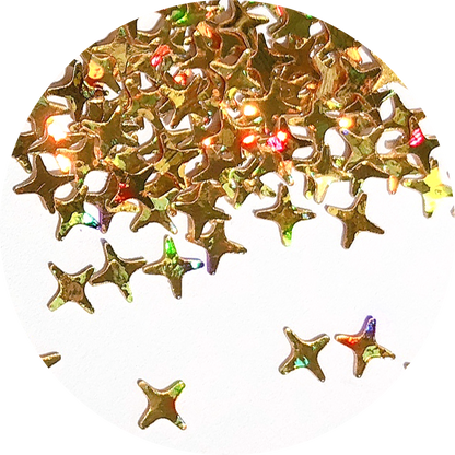 Paillettes holographiques or en forme d'étoile à 4 branches