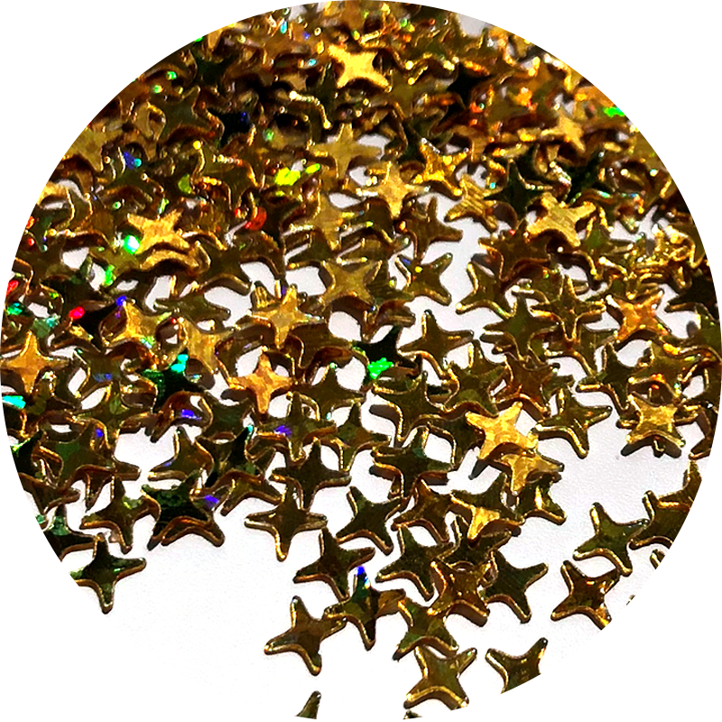 Paillettes holographiques or en forme d'étoile à 4 branches